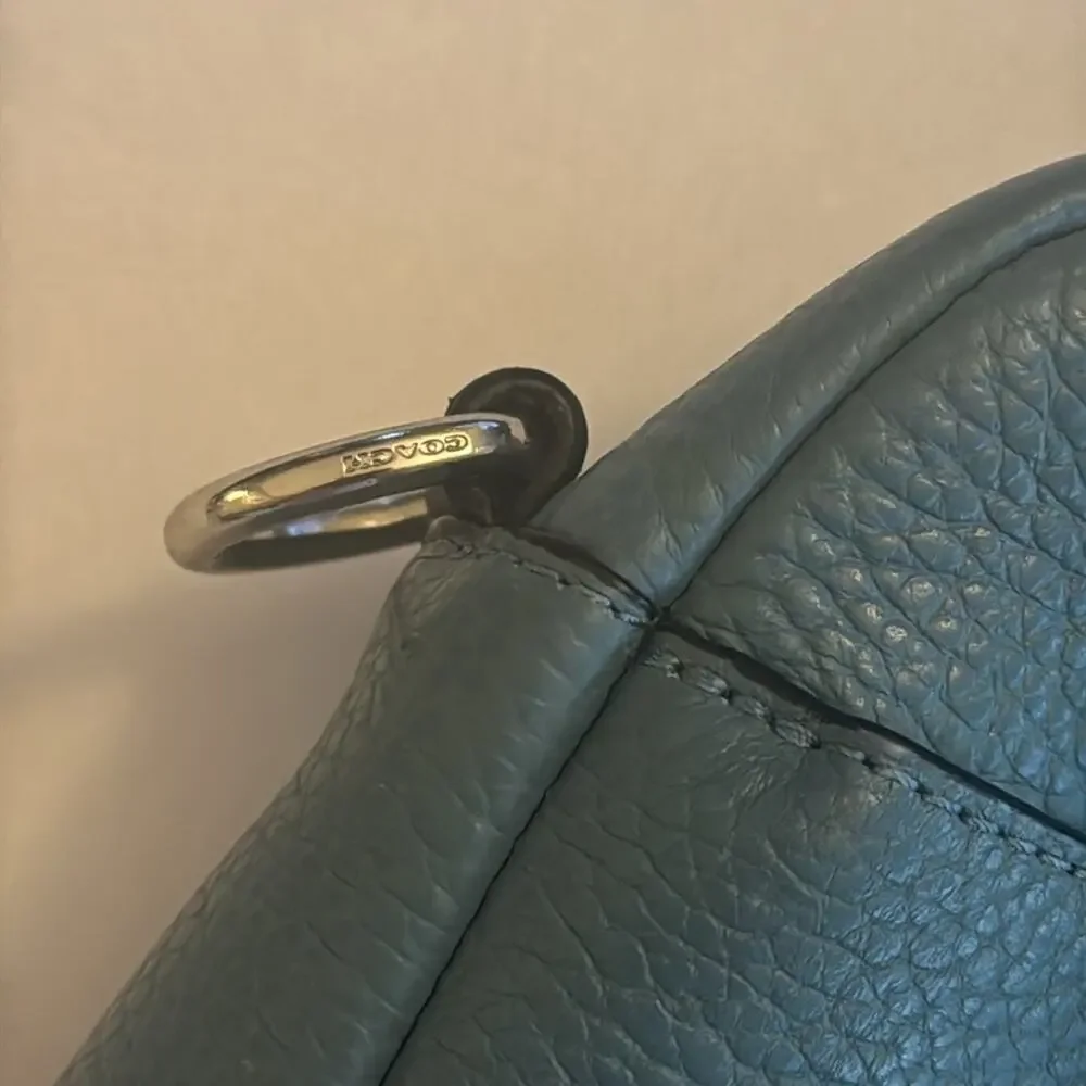 Coach Men’s Teal Black Luxe Hamilton Leather Laptop Bag Briefcase Work Office